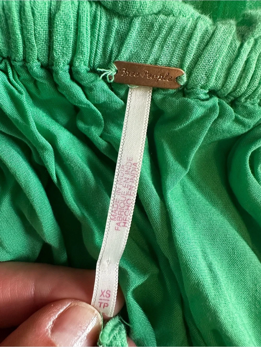 Free People Bright Green Tiered Maxi Dress with Tie Straps